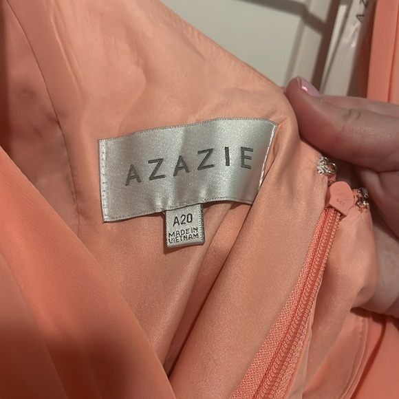 AZAZIE LIANNE Coral A-Line Off the Shoulder Chiffon Dress size A20 Plus - Picture 8 of 9